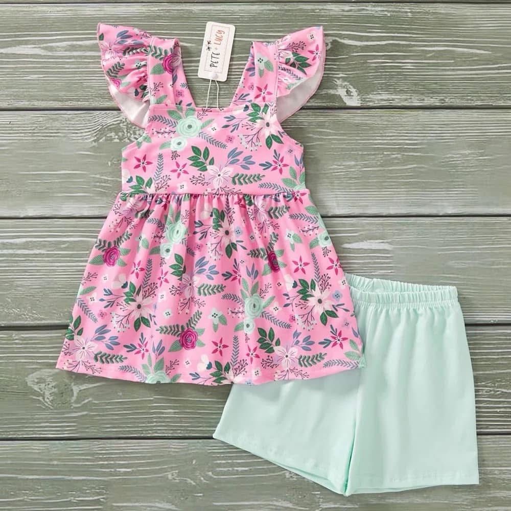 NWT Pete + Lucy Raspberry Petals 2 piece outfit